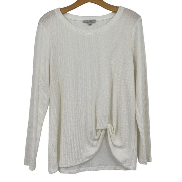 Green Envelope womens shirt top white textured knit long sleeve size large - Picture 1 of 4